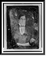 Unidentified man, about 40 years of age, half-length portrait, nearly facing front, hand resting on table with tablecloth, Vintage Wall Art