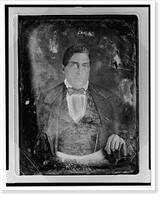 Unidentified man, about 40 years of age, half-length portrait, nearly facing front, hand resting on table with tablecloth, Vintage Wall Art