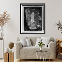 Unidentified man, about 40 years of age, half-length portrait, nearly facing front, hand resting on table with tablecloth, Vintage Wall Art