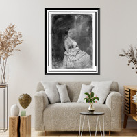 Unidentified woman, about 25 years of age, three-quarter length portrait, three-quarters to the right, seated in chair, wearing plaid dress - 2, Vintage Poster