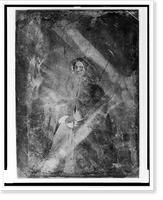 Unidentified woman, about 30 years of age, full-length portrait, three-quarters to the left, seated at a table, Vintage Poster