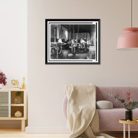 Historic Framed Print, [Pressmen at work in printing shop, Hampton Institute, Hampton, Virginia],  17-7/8" x 21-7/8"
