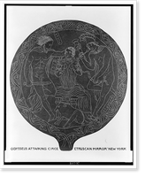 Historic Framed Print, Odysseus attacking Circe, Etruscan mirror - New York.F. Eudell.,  17-7/8" x 21-7/8"