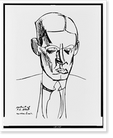 Historic Framed Print, A Pen-and-ink sketch of T.S. Eliot by Wyndham Lewis,  17-7/8" x 21-7/8"