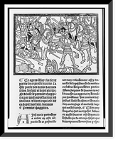 Knights, some on horseback, in hand-to-hand combat, Vintage Wall Art