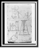 Historic Framed Print, [Sketches of various mechanical devices],  17-7/8" x 21-7/8"