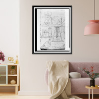 Historic Framed Print, [Sketches of various mechanical devices],  17-7/8" x 21-7/8"