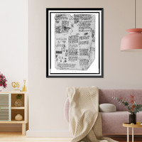 Historic Framed Print, [Reproduction of page from notebook of Leonardo da Vinci],  17-7/8" x 21-7/8"