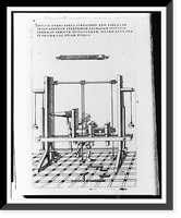 A man operating a lathe with fixed cutting tool driven by the action of weights; here the machine is cutting screw threads in wood Classic, Vintage Print