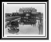 Facade of home of Edmund Cogswell Converse, with lily pond in foreground, Greenwich, Connecticut, Antique Wall Art