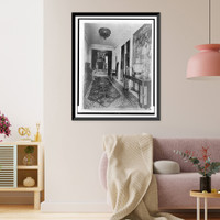 Hallway, with Oriental urn at right, in home of Edmund Cogswell Converse, Greenwich, Connecticut, Antique Print