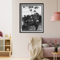 Historic Framed Print, Casablanca conference at Casablanca, French Morocco, Africa. Jan. 1943. Prime Minister Winston Churchill taking a stroll between his conferences with President Roosevelt and American officers,  17-7/8" x 21-7/8"