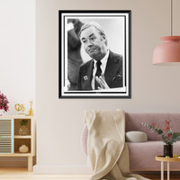 Historic Framed Print, [Daniel P. Moynihan, head-and-shoulders portrait, facing left],  17-7/8" x 21-7/8"