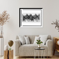 Historic Framed Print, Constructing snow cover. Scene near the summit,  17-7/8" x 21-7/8"