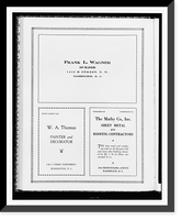 Advertisements for Frank L. Wilson, builder, W. A. Thomas, painter, and The Mathy Co., Inc., roofing contractors Classic, Antique Poster