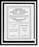 Advertisements for The Ventilouvre Company, Inc., E. A. Rule, construction, and Barber & Ross, builders hardware, Vintage Print