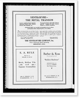 Advertisements for The Ventilouvre Company, Inc., E. A. Rule, construction, and Barber & Ross, builders hardware, Vintage Print