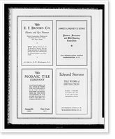 Advertisements for E. F. Brooks Co., electric and gas fixtures, James Linskey's Sons, painting and wallpapering, Mosaic Tile Company, and Edward Stevens, tile work, Vintage Wall Art