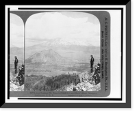 Cloud capped Mount Shasta (14440 ft.) and Muir's Peak, northern California, U.S.A, Vintage Print