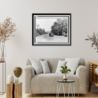 Historic Framed Print, [Early model automobiles on highway, Kansas City, Missouri],  17-7/8" x 21-7/8"