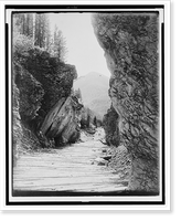 Historic Framed Print, [Bridge at Mystic Lake Gorge, near Bozeman, Montana],  17-7/8" x 21-7/8"