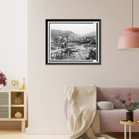 Historic Framed Print, [A foot bridge on the Cumberland River, Wilhoit, Harlan County, Kentucky],  17-7/8" x 21-7/8"
