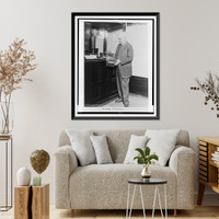 Historic Framed Print, [Emile Berliner, full-length portrait, standing, facing left].Underwood & Underwood.,  17-7/8" x 21-7/8"