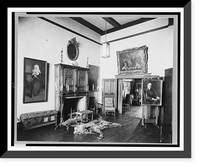 Apartment of Prince Pierre Troubetzkoy, 15 West 67th Street, New York City, with fireplace, bear rug, and paintings, Antique Print