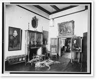 Apartment of Prince Pierre Troubetzkoy, 15 West 67th Street, New York City, with fireplace, bear rug, and paintings, Antique Print