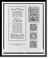 A - Newspaper advertisement for W.K. Cowan & Co. by Elizabeth Colwell. B - One of her book plates, entitled Raymond Latchaw Colwell." C - Three examples of decorative initials" Heritage Wall Art