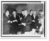 Leonid Brezhnev, Bulgarian First Secretary Todor Jivkov, and Prime Minister J. Cyrankiewicz at reception given by the Polish president, Warsaw, Historic Print