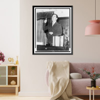 Historic Framed Print, [Huey P. Long, half-length portrait, standing, facing left, gesturing with right arm, as he speaks],  17-7/8" x 21-7/8"