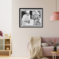 Historic Framed Print, Gandhi with all India Congress' new president, Bombay, India.photo by Dave Davis, Acme correspondent.,  17-7/8" x 21-7/8"