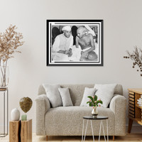 Historic Framed Print, Gandhi with all India Congress' new president, Bombay, India.photo by Dave Davis, Acme correspondent.,  17-7/8" x 21-7/8"