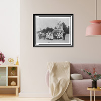 Historic Framed Print, [Group of school children in front of statue of George Washington, Washington, D.C.],  17-7/8" x 21-7/8"