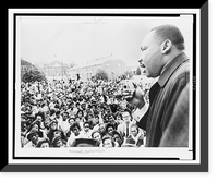 Historic Framed Print, The Rev. Dr. Martin Luther King addresses gathering of followers after their aborted march yesterday in Selma, Ala.,  17-7/8" x 21-7/8"