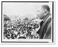 Historic Framed Print, The Rev. Dr. Martin Luther King addresses gathering of followers after their aborted march yesterday in Selma, Ala.,  17-7/8" x 21-7/8"