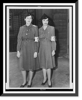 Maureen Sullivan and Shirley Conn, posed, standing, full-length, in uniform of American Women's Voluntary Services.World Telegram photo by F. Palumbo, Vintage Wall Art
