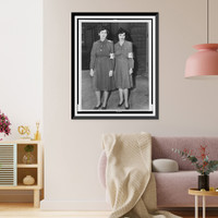 Maureen Sullivan and Shirley Conn, posed, standing, full-length, in uniform of American Women's Voluntary Services.World Telegram photo by F. Palumbo, Vintage Wall Art