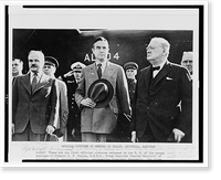V.M. Molotov, W. Averell Harriman, and Prime Minister Churchill at the Moscow Civil Airport, after meeting with Joseph Stalin Classic, Historic Reproduction