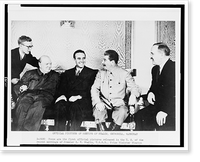 Left to right, interpreter V.N. Pavlov, Winston Churchill, W. Averell Harriman, Joseph Stalin, and V.M. Molotov, at the Kremlin during the Moscow Conference in 1942, Antique Print