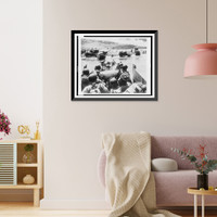 Historic Framed Print, American troops hit invasion beach,  17-7/8" x 21-7/8"