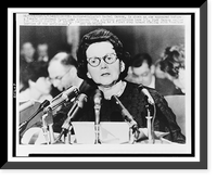 Historic Framed Print, [Rachel Carson, head-and-shoulders portrait, speaking before Senate Government Operations subcommittee studying pesticide spraying],  17-7/8" x 21-7/8"