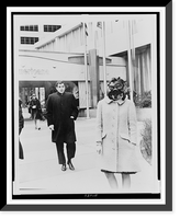 Woman wearing gas mask outside of Americana hotel.World Journal Tribune photo by Nat Fein. Classic, Antique Poster