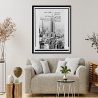 Photo-diagram of Empire State Building, prior to airplane crash, showing area of airplane crash and fire, Antique Poster