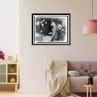 Man in office administering oath to three other men, Vintage Print