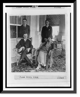 Historic Framed Print, [President and Mrs. Coolidge, full-length portraits, seated on porch, with their two sons standing behind them],  17-7/8" x 21-7/8"