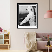 Admiral William F. Halsey, Jr., commander of the U.S. Third Fleet, half-length portrait, standing, facing left, looking out from his flagship, in the western Pacific, Antique Wall Art