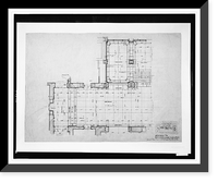 Historic Framed Print, [Organization's building (International Bureau of American Republics"),  17th Street and B Street (now Constitution Avenue),  N.W.,  Washington,  D.C. Lobby and first floor foyer layout]",  17-7/8" x 21-7/8"