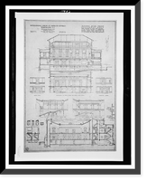 Historic Framed Print, [Organization's building (International Bureau of American Republics"),  17th Street and B Street (now Constitution Avenue),  N.W.,  Washington,  D.C. Transverse section thru assembly hall]",  17-7/8" x 21-7/8"